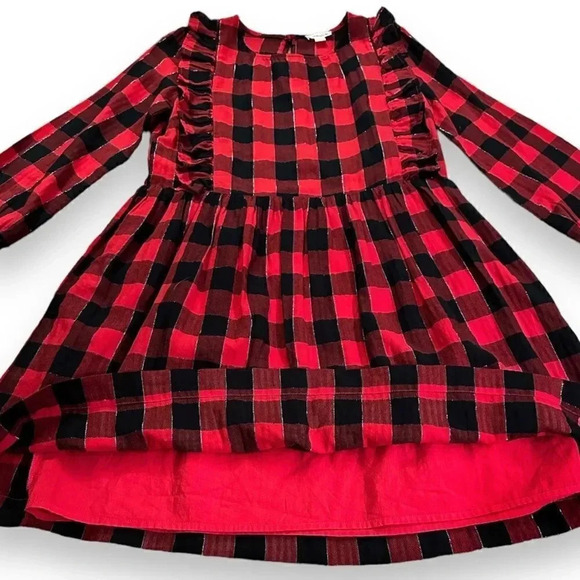 Crewcuts | Ruffle-Trim Buffalo Plaid Flannel Dress (12) ❤️🖤 - Picture 2 of 7